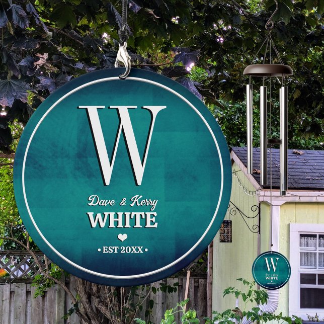 Personalized Monogram Aqua Blue Wind Chime (Creator Uploaded)