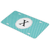 Personalized Monogram Aqua Polka Dots Pattern License Plate (Side)