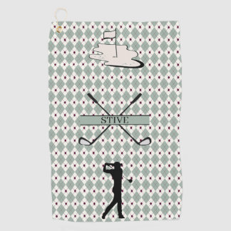 Personalized Monogram Argyle Custom Name Golf Towel