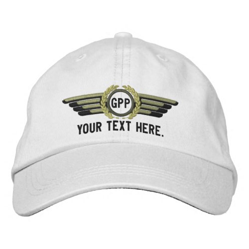 Personalized Monogram Aviation Laurels Pilot Wings Embroidered Baseball Cap