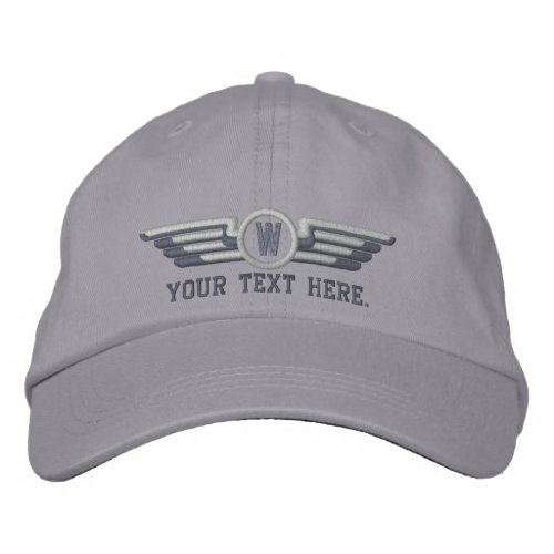 Personalized Monogram Aviation Laurels Pilot Wings Embroidered Baseball Cap