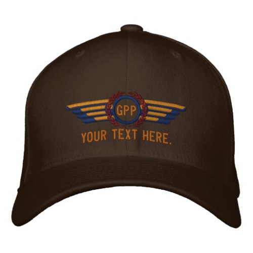 Personalized Monogram Aviation Laurels Pilot Wings Embroidered Baseball Cap