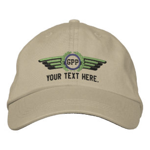 Personalized Monogram Aviation Laurels Pilot Wings Embroidered Baseball Hat