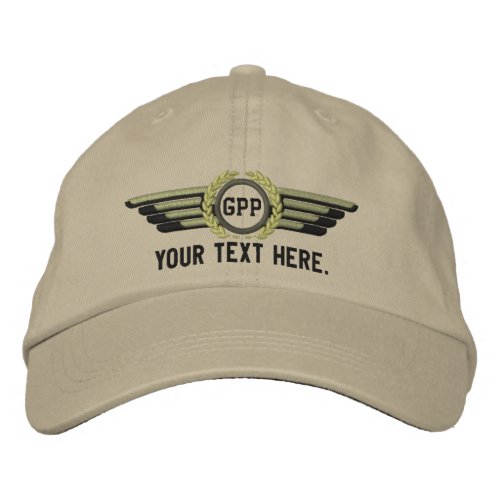 Personalized Monogram Aviation Laurels Pilot Wings Embroidered Baseball Hat