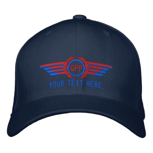 Personalized Monogram Aviation Laurels Pilot Wings Embroidered Baseball Hat