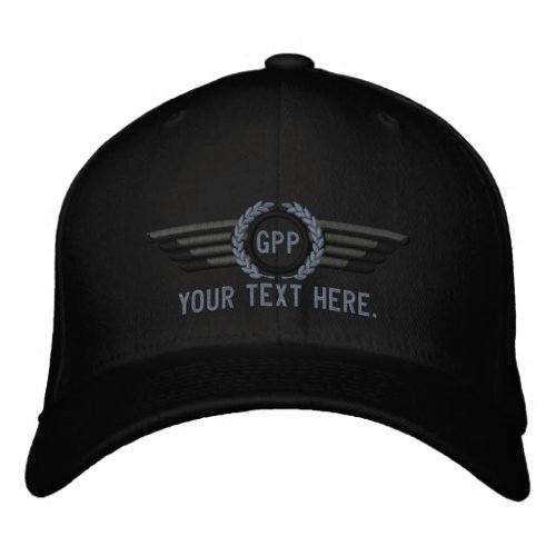 Personalized Monogram Aviation Laurels Pilot Wings Embroidered Baseball Hat