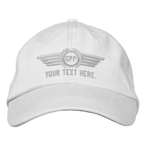 Personalized Monogram Aviation Laurels Pilot Wings Embroidered Baseball Hat