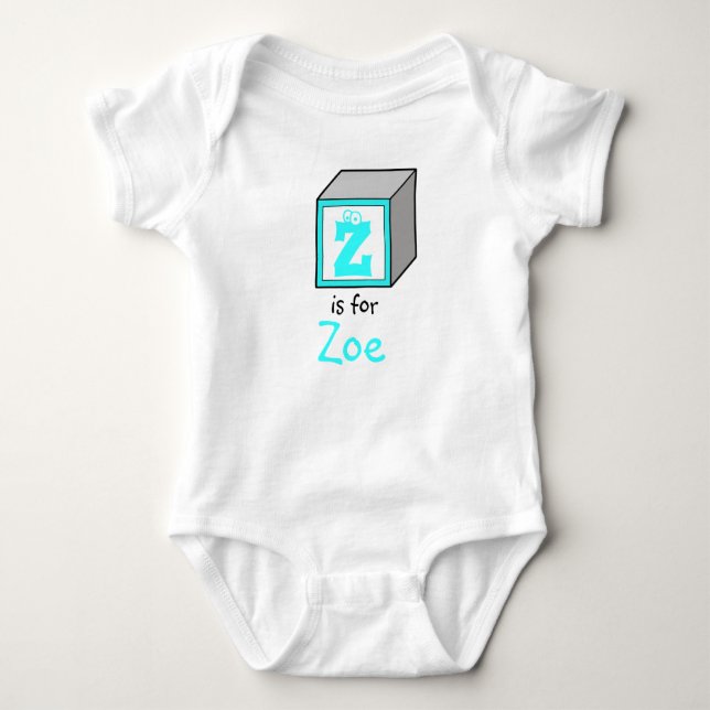 Personalized Monogram Baby Alphabet Block Bodysuit (Front)