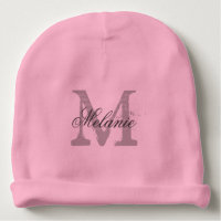 Personalized monogram baby beanie hat for infants