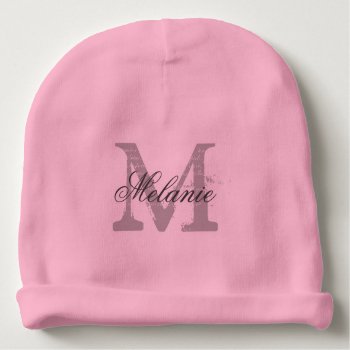 Personalized Monogram Baby Beanie Hat For Infants by logotees at Zazzle