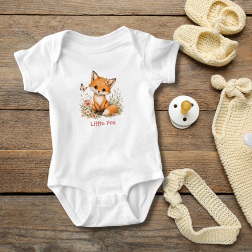 Personalized Monogram Baby Fox Florals Gift Bodysuit