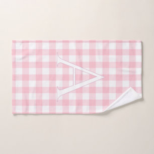Personalized Monogram Baby Pink Gingham Nursery Bath Towel Set