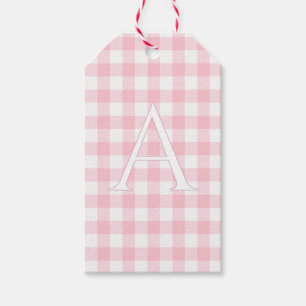 Personalized Monogram Baby Pink Gingham Nursery Gift Tags