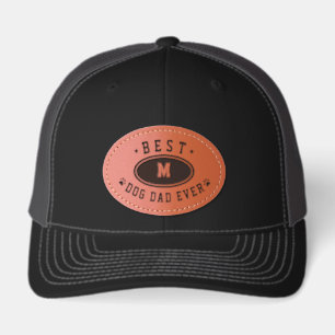 Personalized Monogram Best Dog Dad Ever Gift Leather Patch Hat