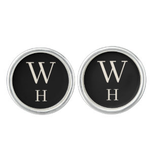Personalized Monogram Black and Cream Cufflinks