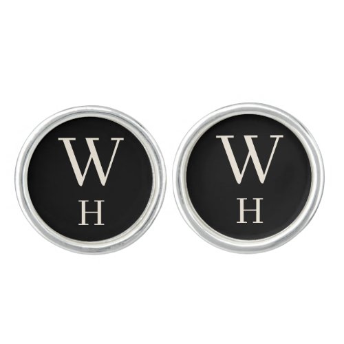 Personalized Monogram Black and Cream Cufflinks