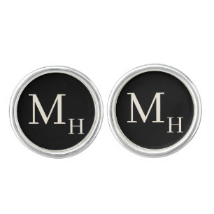 Personalized Monogram Black and Cream Cufflinks