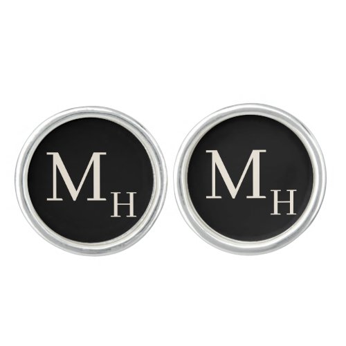 Personalized Monogram Black and Cream Cufflinks