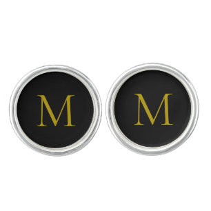 Personalized Monogram Black and Gold Cufflinks