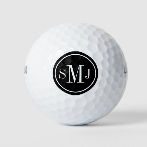 Personalized Monogram Black and White Frame Golf Balls