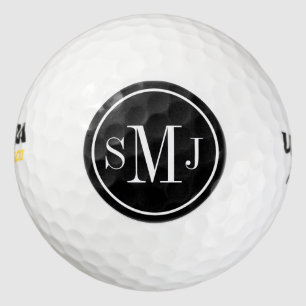 Personalized Monogram Black and White Frame Golf Balls