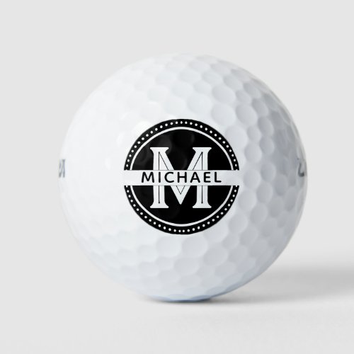 Personalized Monogram Black And White Golf Balls