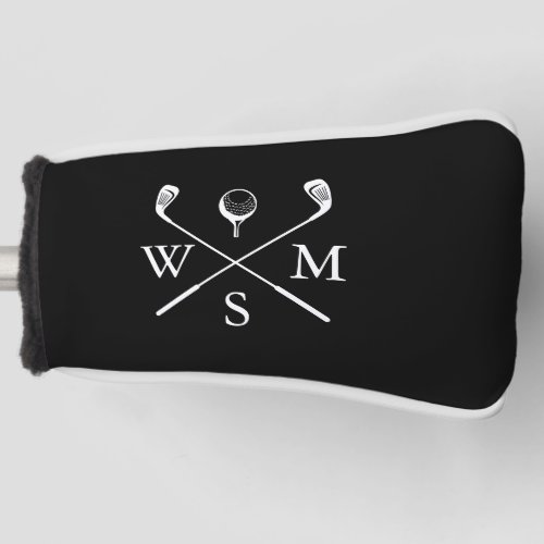 Personalized Monogram Black And White Golf Head Cover