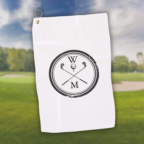 Personalized Monogram Black and White Golf Towel