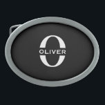 Personalized Monogram Black And White Name Belt Buckle<br><div class="desc">This cool black and white monogram design can be given as a gift for a retirement,  birthday,  wedding favor or any occasion. The minimalist design can be customized with the person's initial and name.</div>