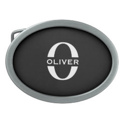 Personalized Monogram Black And White Name Belt Buckle