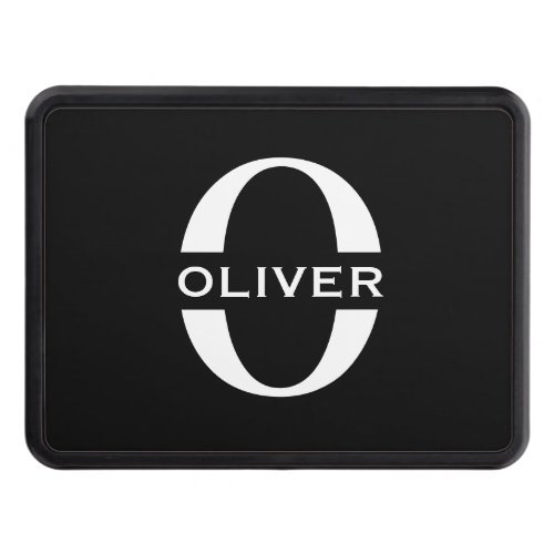 Personalized Monogram Black And White Name Hitch Cover