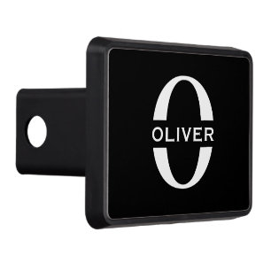 Personalized Monogram Black And White Name Hitch Cover