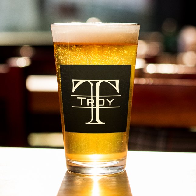 Personalized Monogram Black Block Letter Glass (Creator Uploaded)