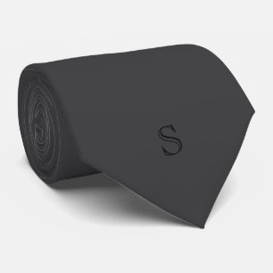 Personalized Monogram Black Charcoal Gray Neck Tie