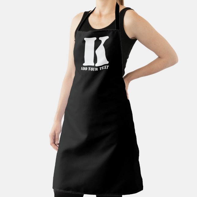 Personalized Monogram Black Custom Modern Text Apron (Insitu)