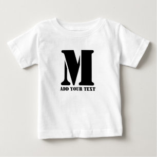 Personalized Monogram Black Custom Modern Text Baby T-Shirt