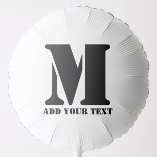 Personalized Monogram Black Custom Modern Text Balloon
