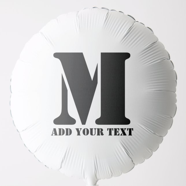 Personalized Monogram Black Custom Modern Text Balloon (Front)