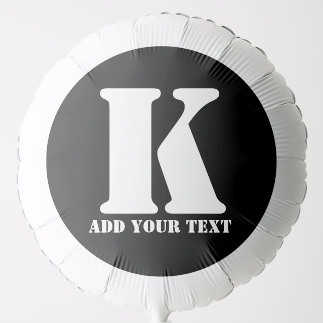 Personalized Monogram Black Custom Modern Text Balloon (Front)