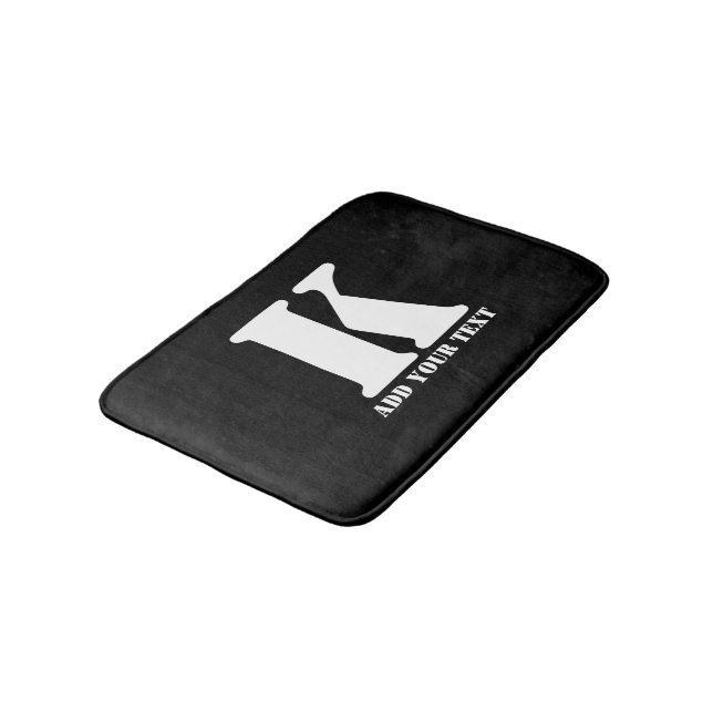 Personalized Monogram Black Custom Modern Text Bath Mat (Angled)
