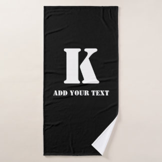 Personalized Monogram Black Custom Modern Text Bath Towel