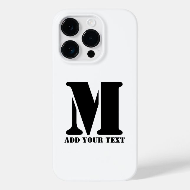 Personalized Monogram Black Custom Modern Text Case-Mate iPhone Case (Back)