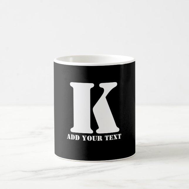 Personalized Monogram Black Custom Modern Text Coffee Mug (Center)