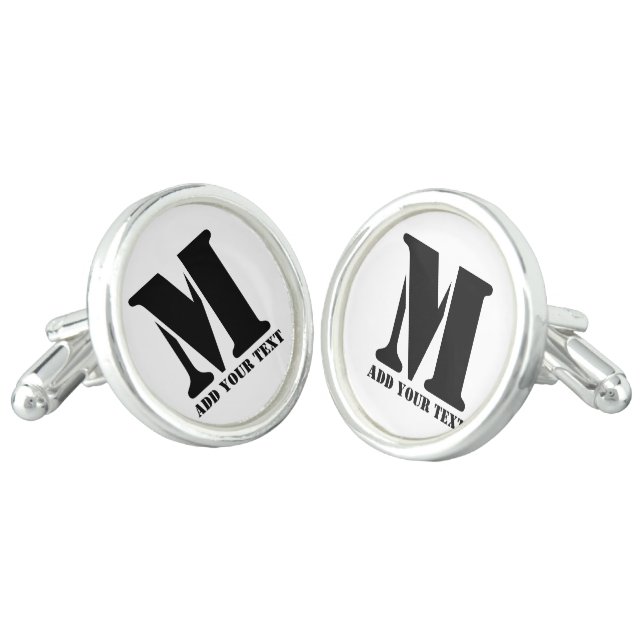 Personalized Monogram Black Custom Modern Text Cufflinks (Angled)