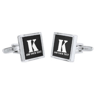 Personalized Monogram Black Custom Modern Text Cufflinks