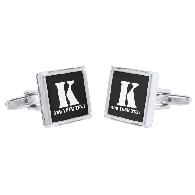 Personalized Monogram Black Custom Modern Text Cufflinks (Angled)