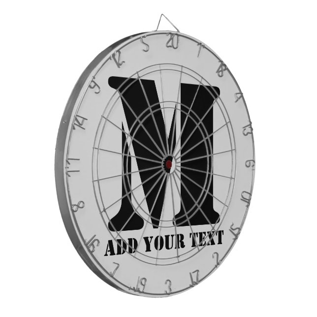 Personalized Monogram Black Custom Modern Text Dart Board (Front Left)