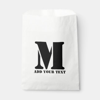 Personalized Monogram Black Custom Modern Text Favor Bag