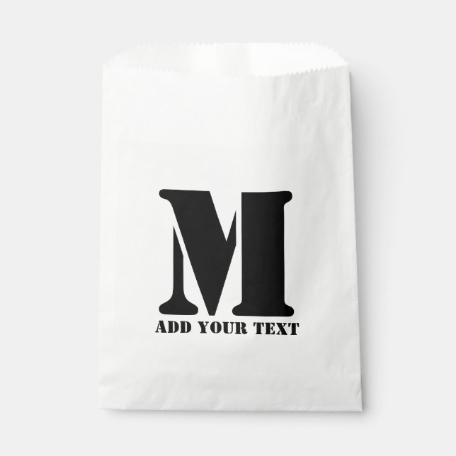 Personalized Monogram Black Custom Modern Text Favor Bag (Front)
