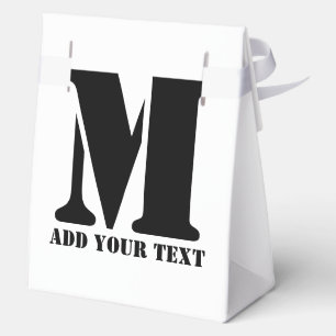 Personalized Monogram Black Custom Modern Text Favor Boxes